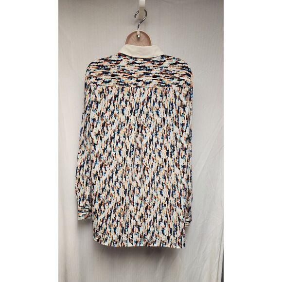 Ellen Tracy Women's Long Sleeve Semi-Sheer Button Down Geo Print Blouse Size L - Picture 4 of 8